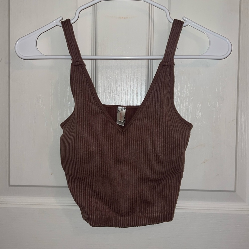 Padded Burnt Red Cropped Tank